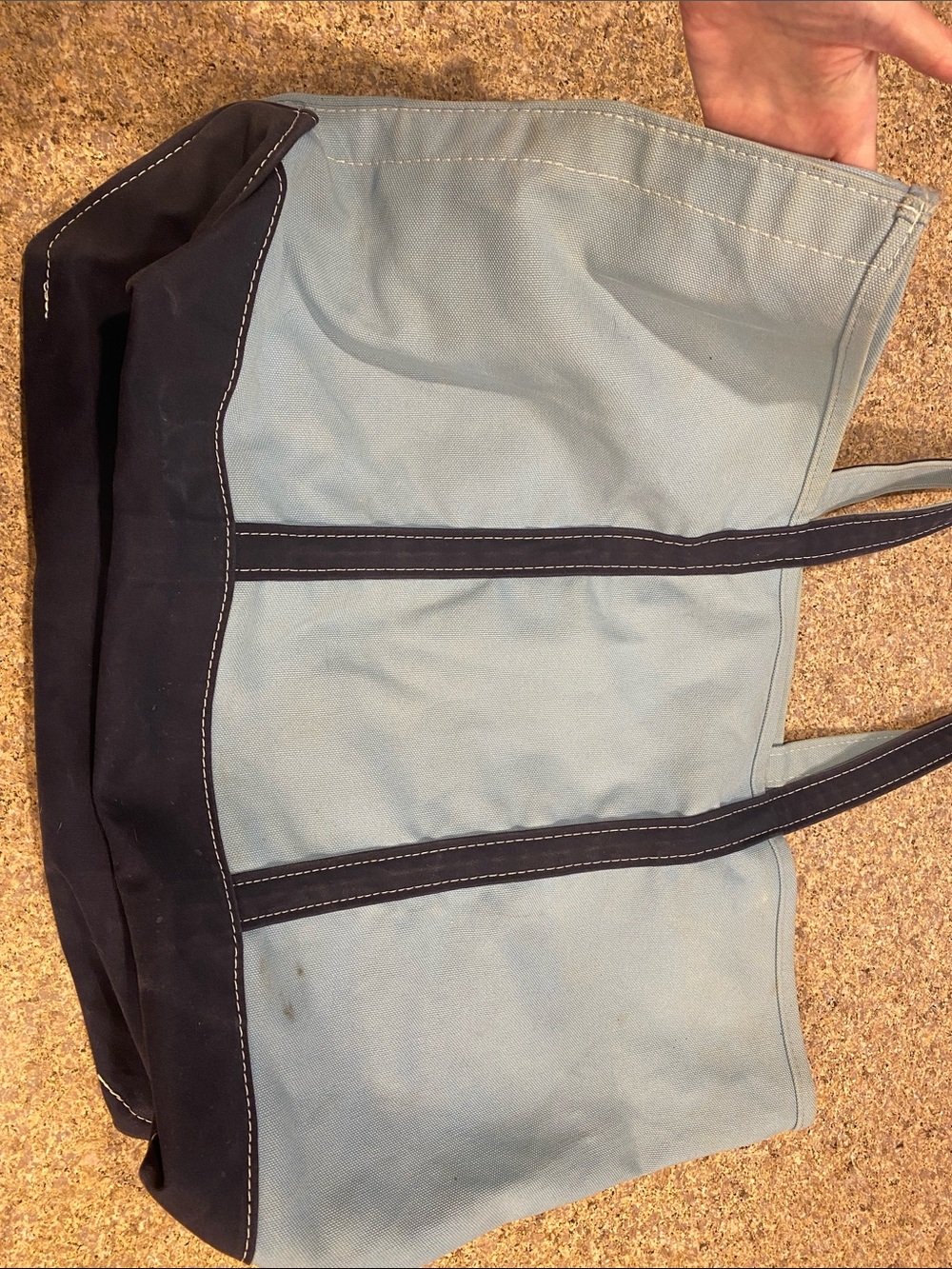 L.L.Bean BOAT AND TOTE Extra Large 0AVH3 Dark Blue Light Blue Red Pocket - Picture 16 of 17